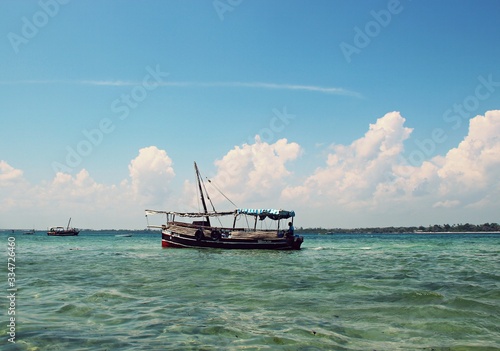 A boat is floating on water