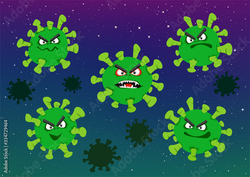 coronavirus emotion illustration set
