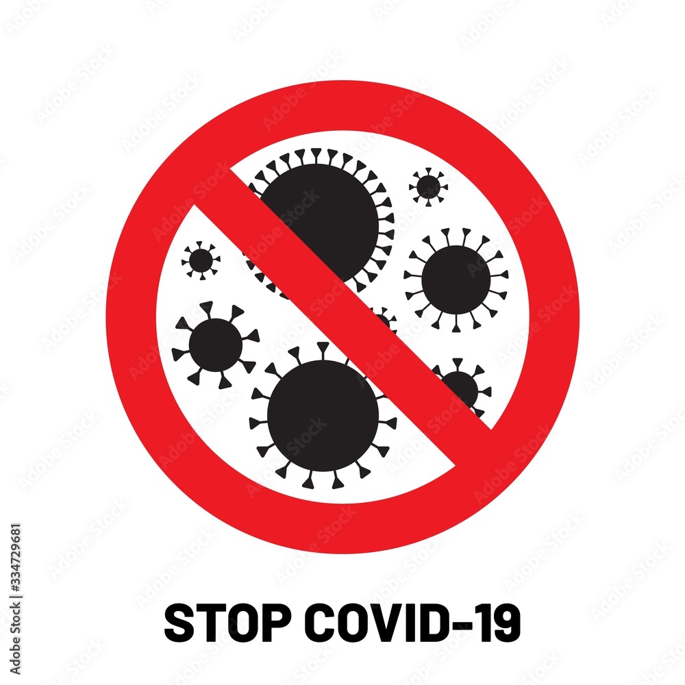 Stop Coronavirus sign. Icon caution COVID-19. Pandemic medical concept about public health risk disease and flu outbreak. Stop Coronavirus sign. Icon caution COVID-19. Pandemic medical concept about public health risk disease and flu outbreak.