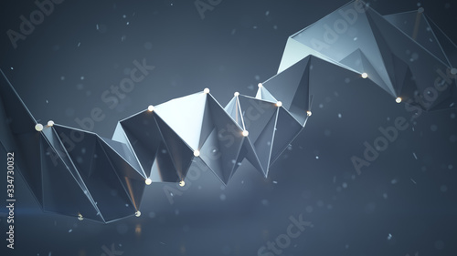 Hard surface twisted shape and particles 3D render photo