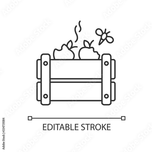 Merchandise spoilage pixel perfect linear icon. Improper storage and transportation result. Thin line customizable illustration. Contour symbol. Vector isolated outline drawing. Editable stroke