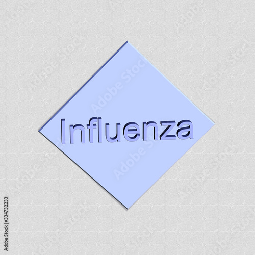Influenza - Wort bzw. Text als 3D Illustration, 3D Rendering