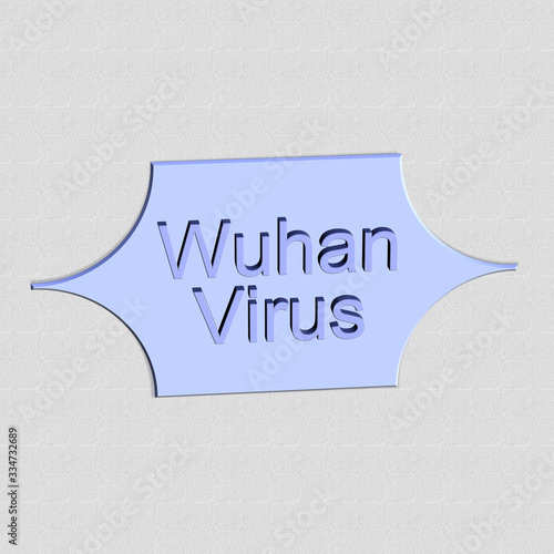 Wuhanvirus - Wort bzw. Text als 3D Illustration, 3D Rendering