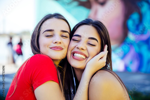 Two best female friends emb...