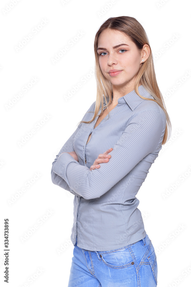 Portrait of beautiful woman wearing casual clothing Portrait of beautiful woman wearing casual clothing