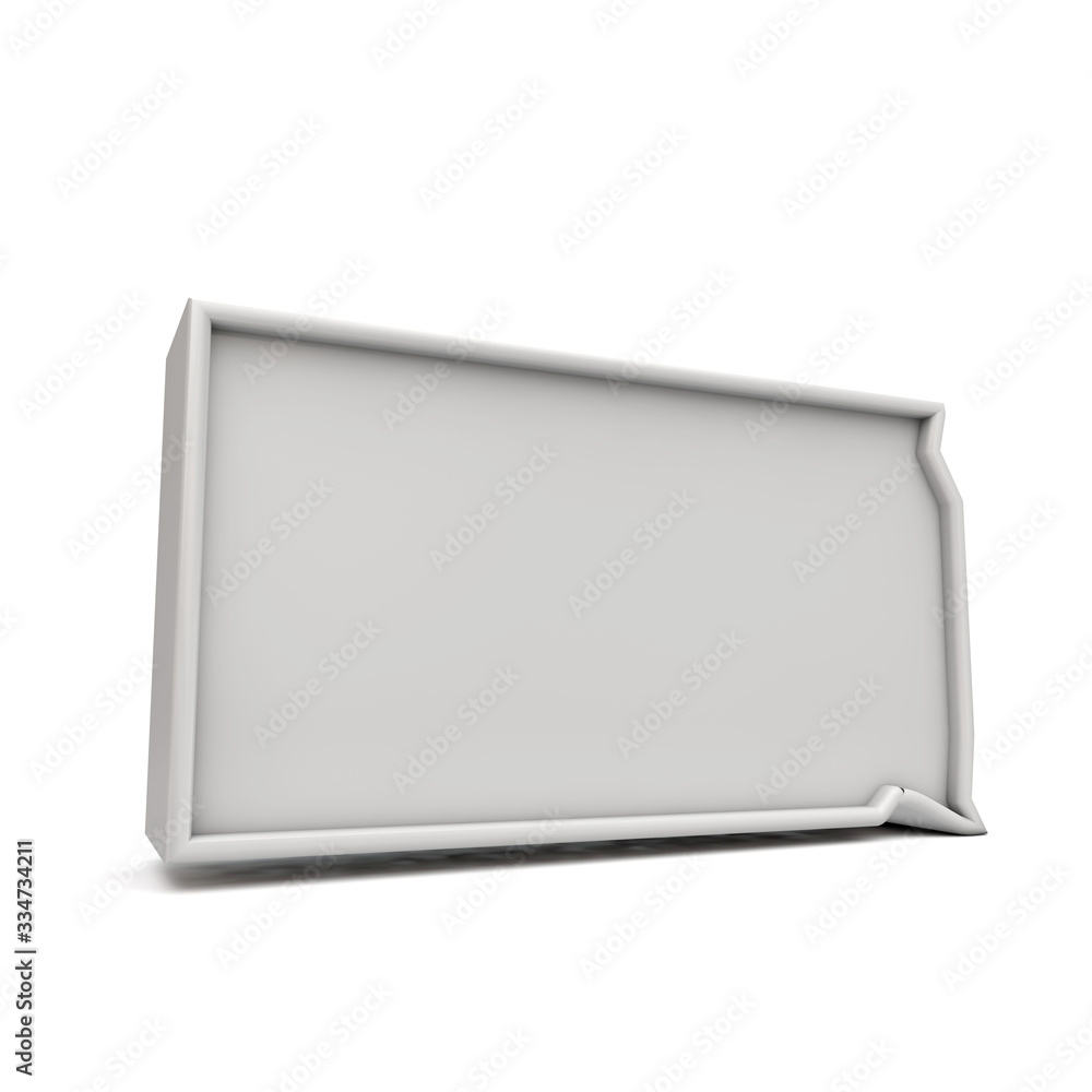 Fototapeta premium American state of South Dakota, simple 3D map in white grey. 3D Rendering