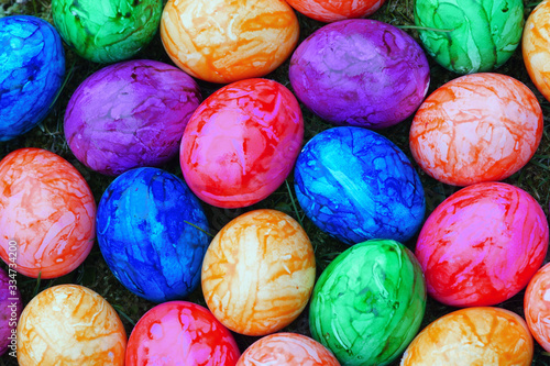 Photography colorful easter eggs, image filling