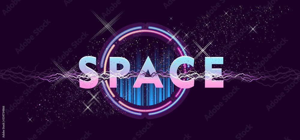 retro wave cyber space banner