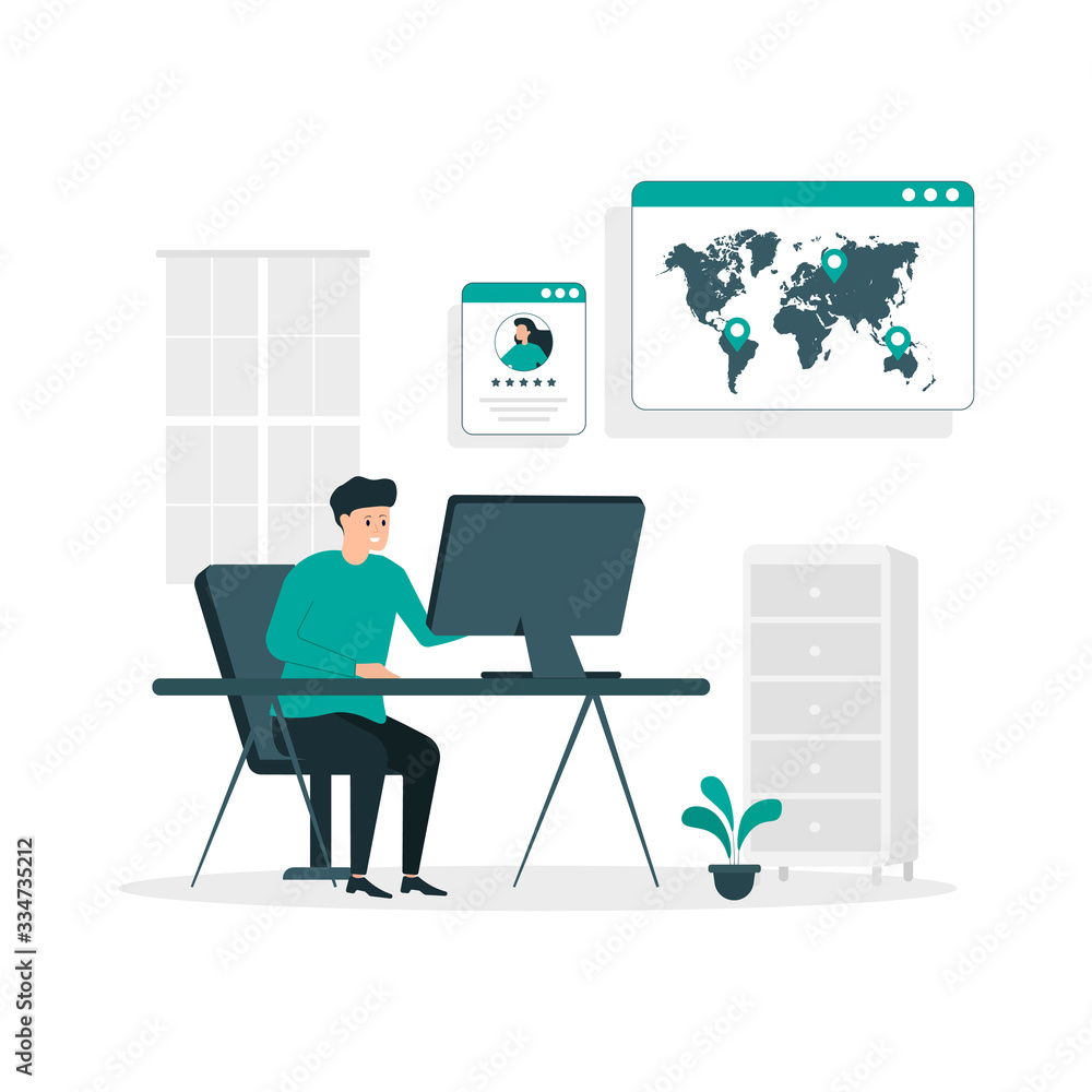 remote working flat illustration design concept remote working flat illustration design concept