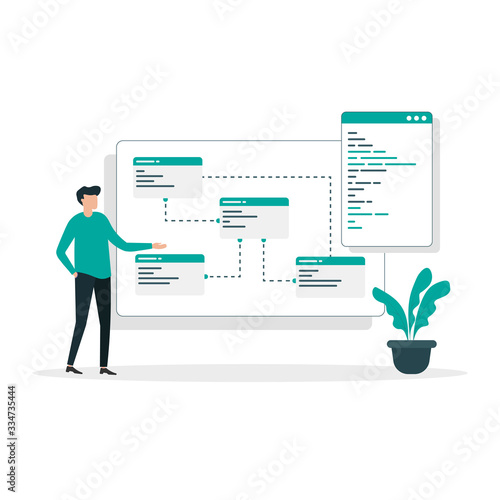 people build program flat illustration. programming concept