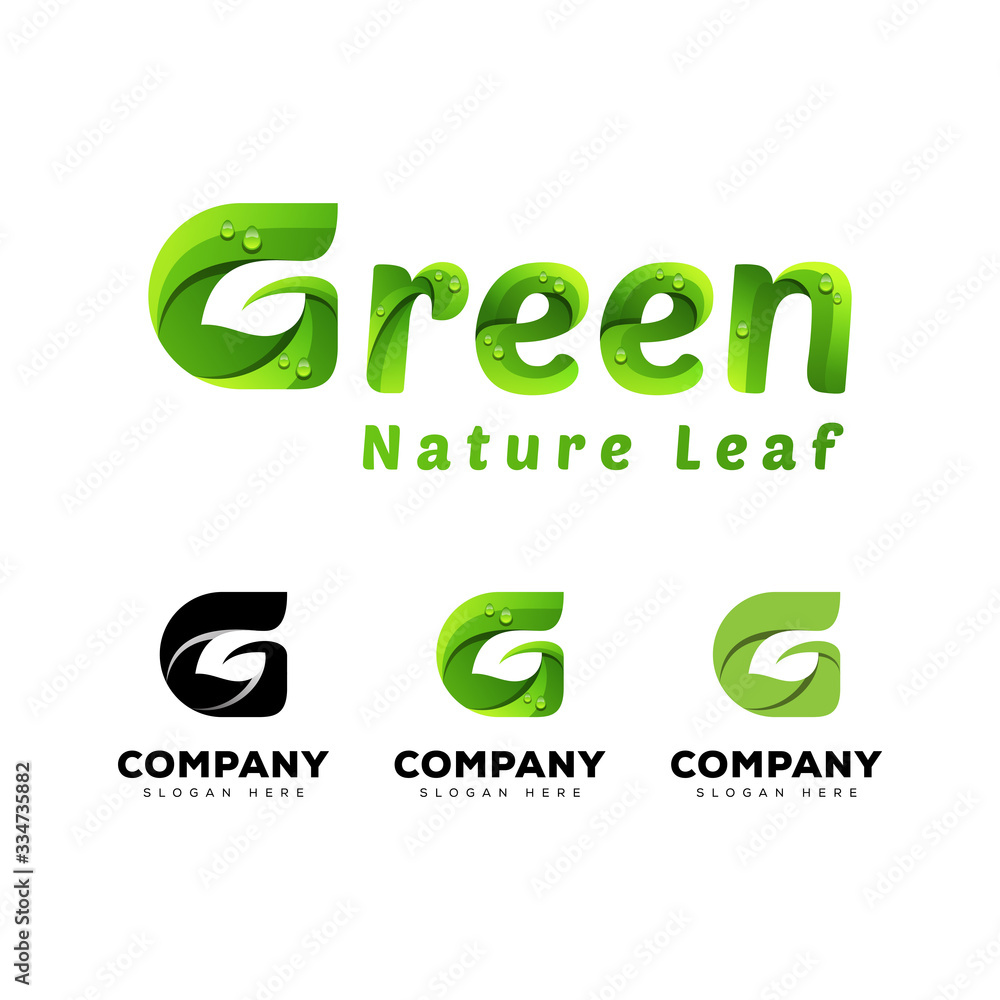 Fototapeta premium green nature leaf logotype vector template