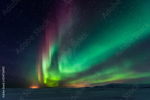 Obraz na płótnie Northern lights aurora borealis w salonie