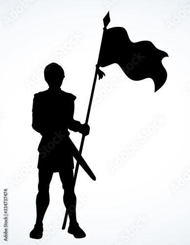 Knight with sword and spear. Vector drawing