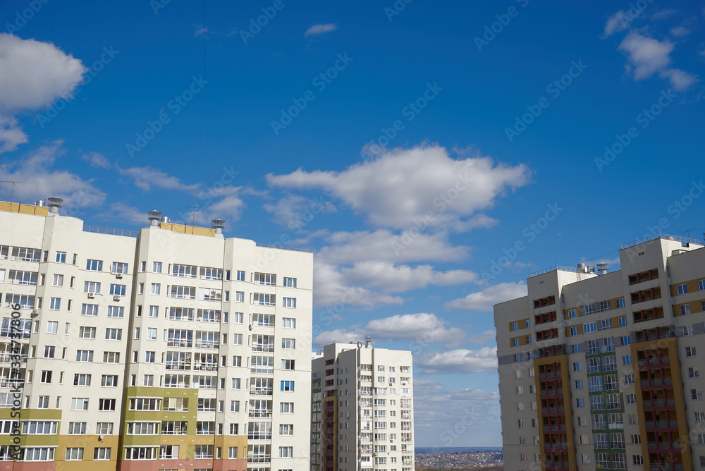 Empty residential complex of modern construction in self-isolation mode of coronavirus Empty residential complex of modern construction in self-isolation mode of coronavirus