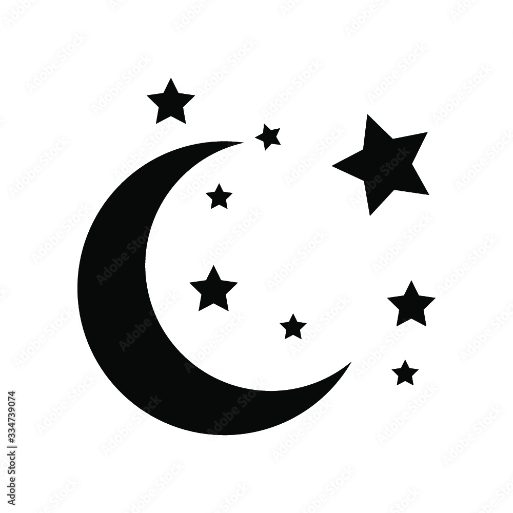 Moon and stars icon, vector moon illustration Moon and stars icon, vector moon illustration