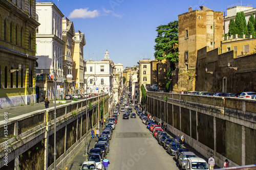 Rome. 10.11.2019, city street on a Sunny day