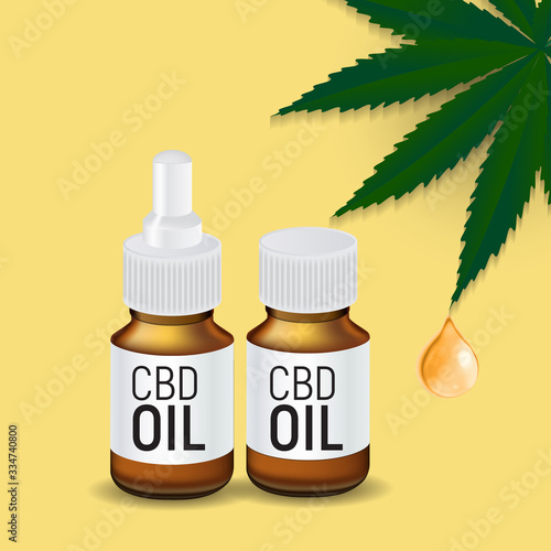 CBD oil products, cannabis oil for medical and cosmetic purposes.Vector illustration