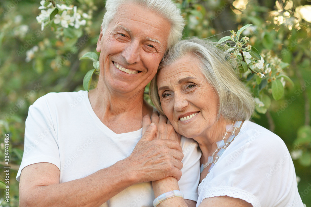 Portrait of beautiful senior couple posing in the park Portrait of beautiful senior couple posing in the park