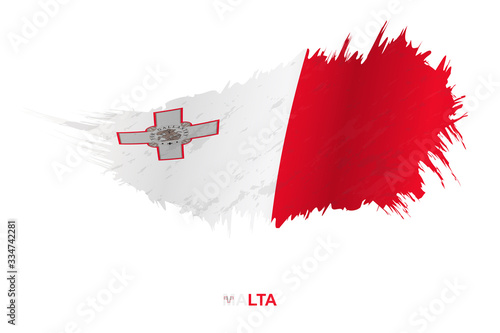 Flag of Malta in grunge style with waving effect. photo