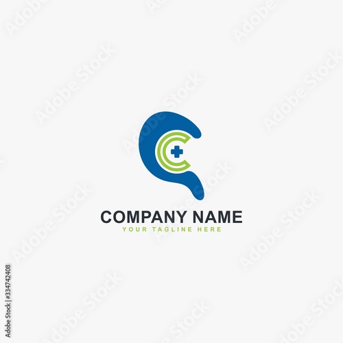 Hearing care clinic logo design vector. Medical care sign symbol. Blue hears with the medical icon vector. 