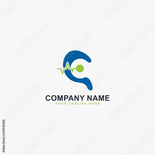 Hearing care clinic logo design vector. Medical care sign symbol. Blue hears with the medical icon vector. 