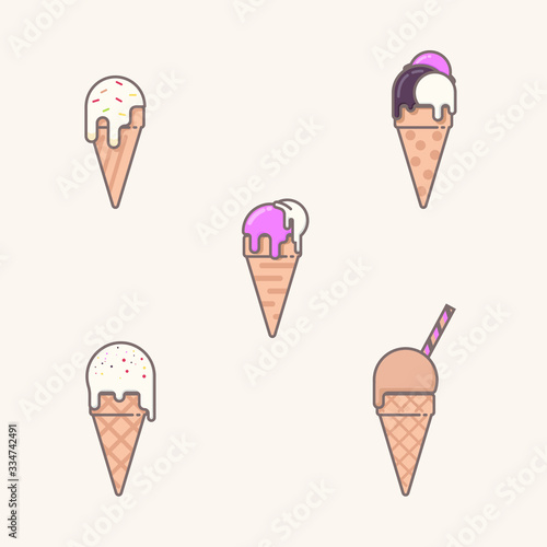 Sweet and delicious vector ice cream set