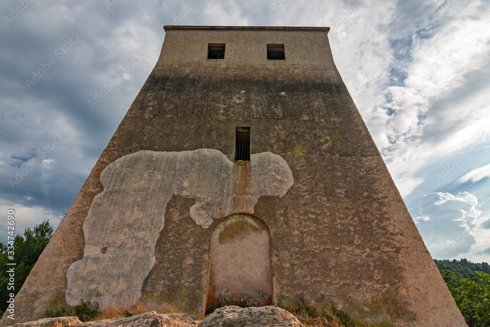 a medieval watchtower in the Gargano in Italy.