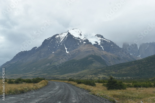 Hiking trail on the way to Base de las Torres in Torres del Paine National Park in Chile, Patagonia