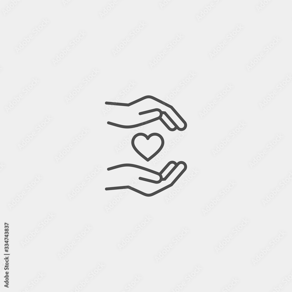 Heart in palms flat vector icon. Human flat vector icon Heart in palms flat vector icon. Human flat vector icon