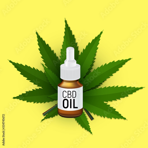 CBD oil products, cannabis oil for medical and cosmetic purposes.Vector illustration