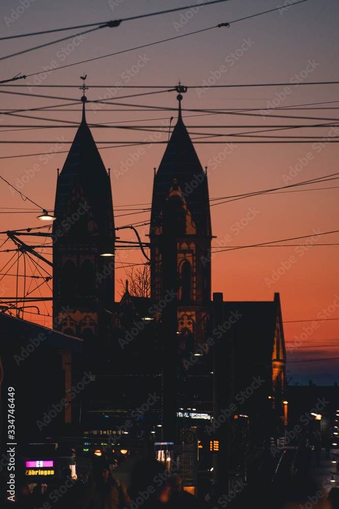 Naklejka premium church at sunset
