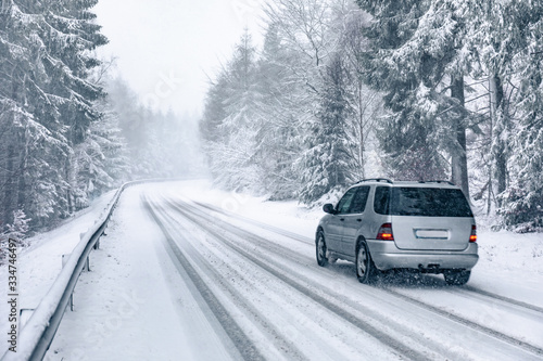 car on road in winter