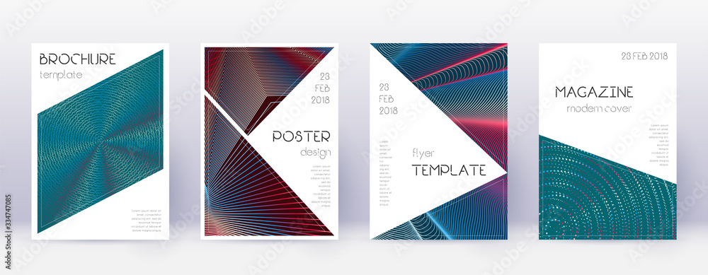 Triangle brochure design template set. Red abstrac Triangle brochure design template set. Red abstrac