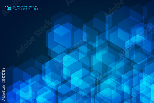 Abstract blue technology design of geometric hexagonal pattern design background. illustration vector eps10