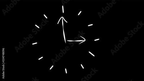 white clock on a black background