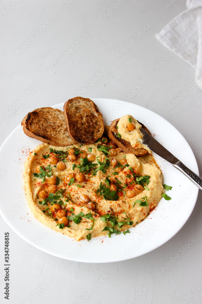 Chickpea hummus, made with croutons Chickpea hummus, made with croutons