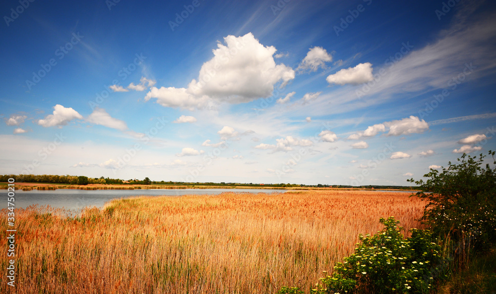 Fototapeta premium blue sky over the lake