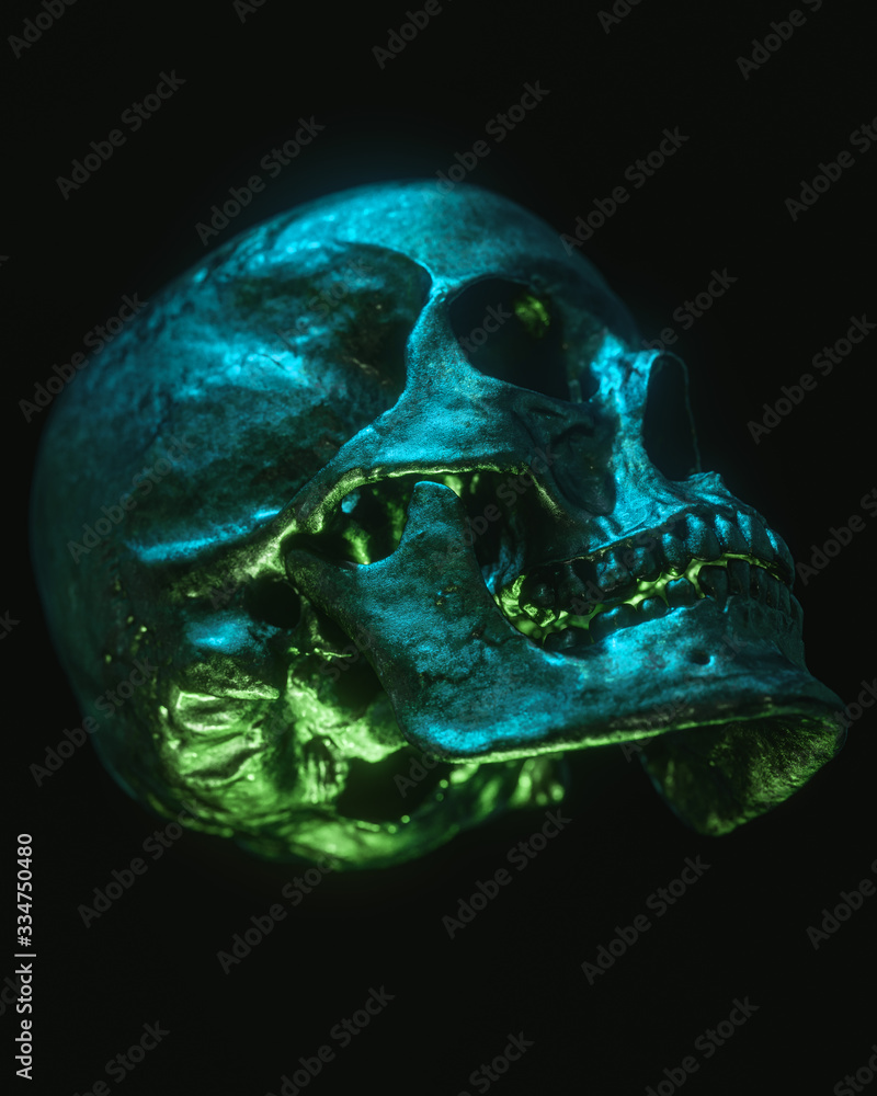 Neon Black Skull Isolated on Black Background Neon Black Skull Isolated on Black Background