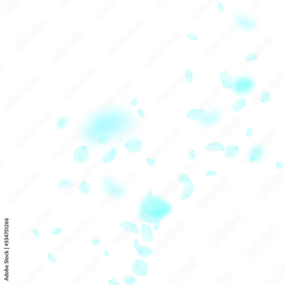 Turquoise flower petals falling down. Adorable rom Turquoise flower petals falling down. Adorable rom