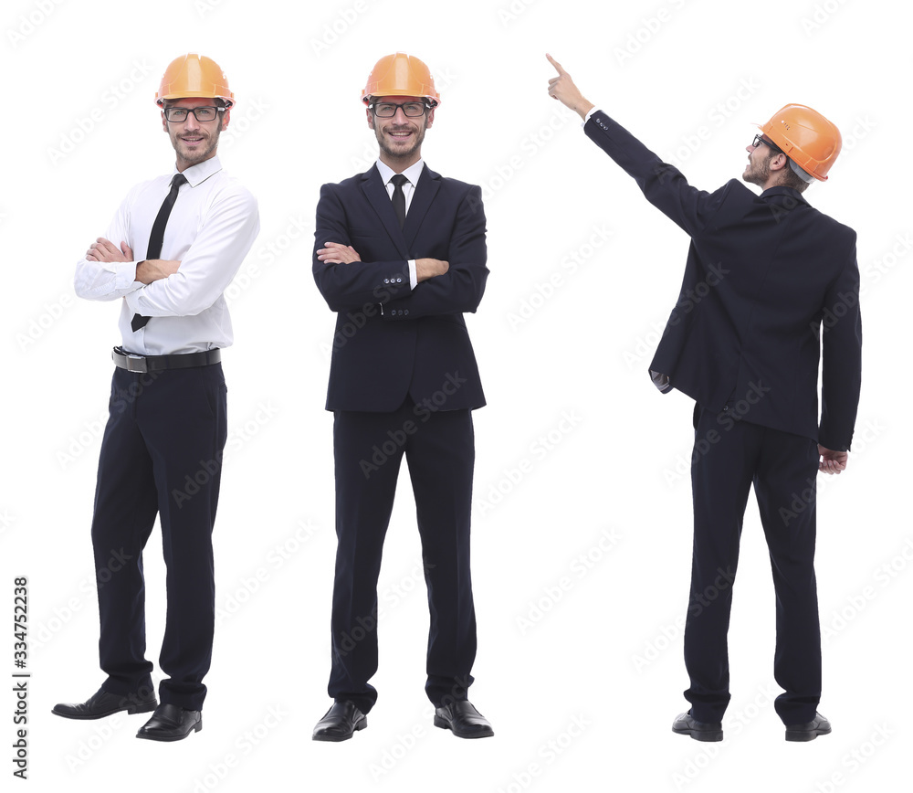 in full growth .qualified engineer architect isolated on white in full growth .qualified engineer architect isolated on white