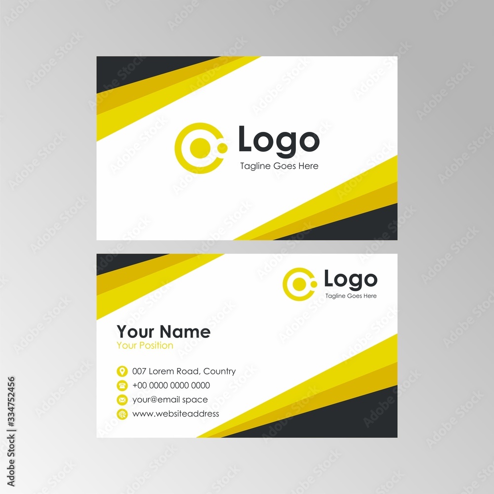 Simple abstract geometric Yellow business card design, professional name card template vector Simple abstract geometric Yellow business card design, professional name card template vector
