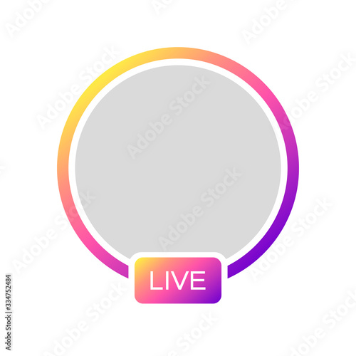 Social media Instagram icon avatar stories user LIVE video streaming colorful gradient. Vector illustration. EPS 10