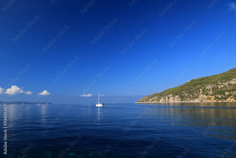 Fototapeta premium Coastline of Vis island in Komiza town, Croatia