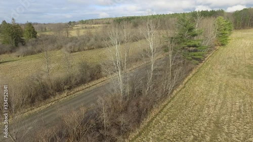 Aerial view of rural road