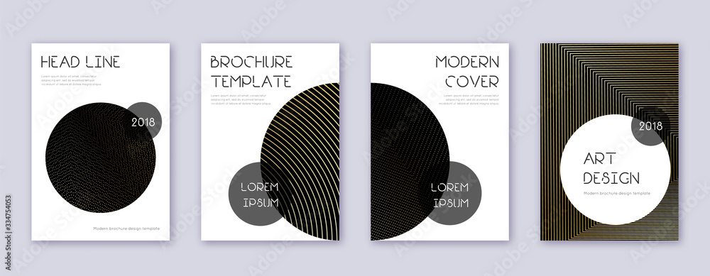Trendy brochure design template set. Gold abstract