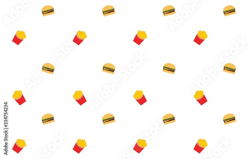 delicious fast food french fries and burger for meal wallpaper vector illustration design