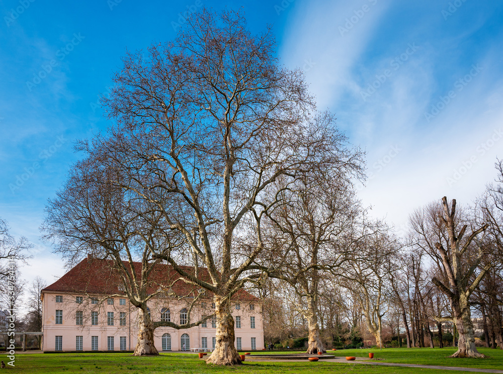 Castle park with the Niederschönhausen Pankow castle, Berlin, Germany Castle park with the Niederschönhausen Pankow castle, Berlin, Germany