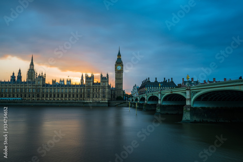 Westminster abbey and big ben at night  London  UK