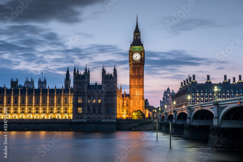 Westminster abbey and big ben at night  London  UK