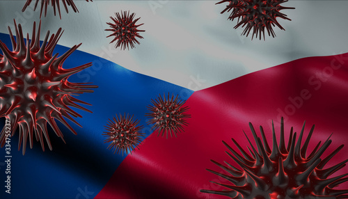 Corona Virus Outbreak with Czech Republic Flag Coronavirus Concept